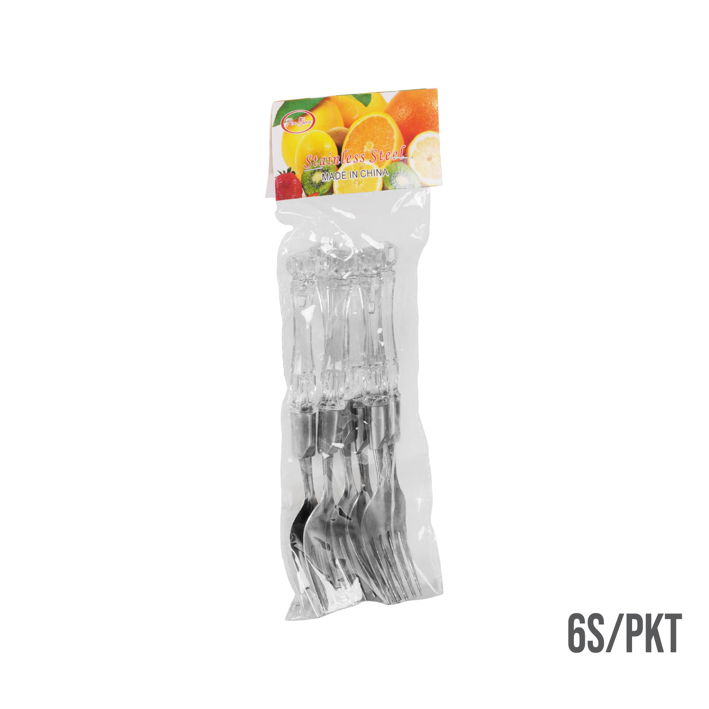 CRYSTAL HANDLE FORK (6S/PKT) WHITE (HFH8685W)