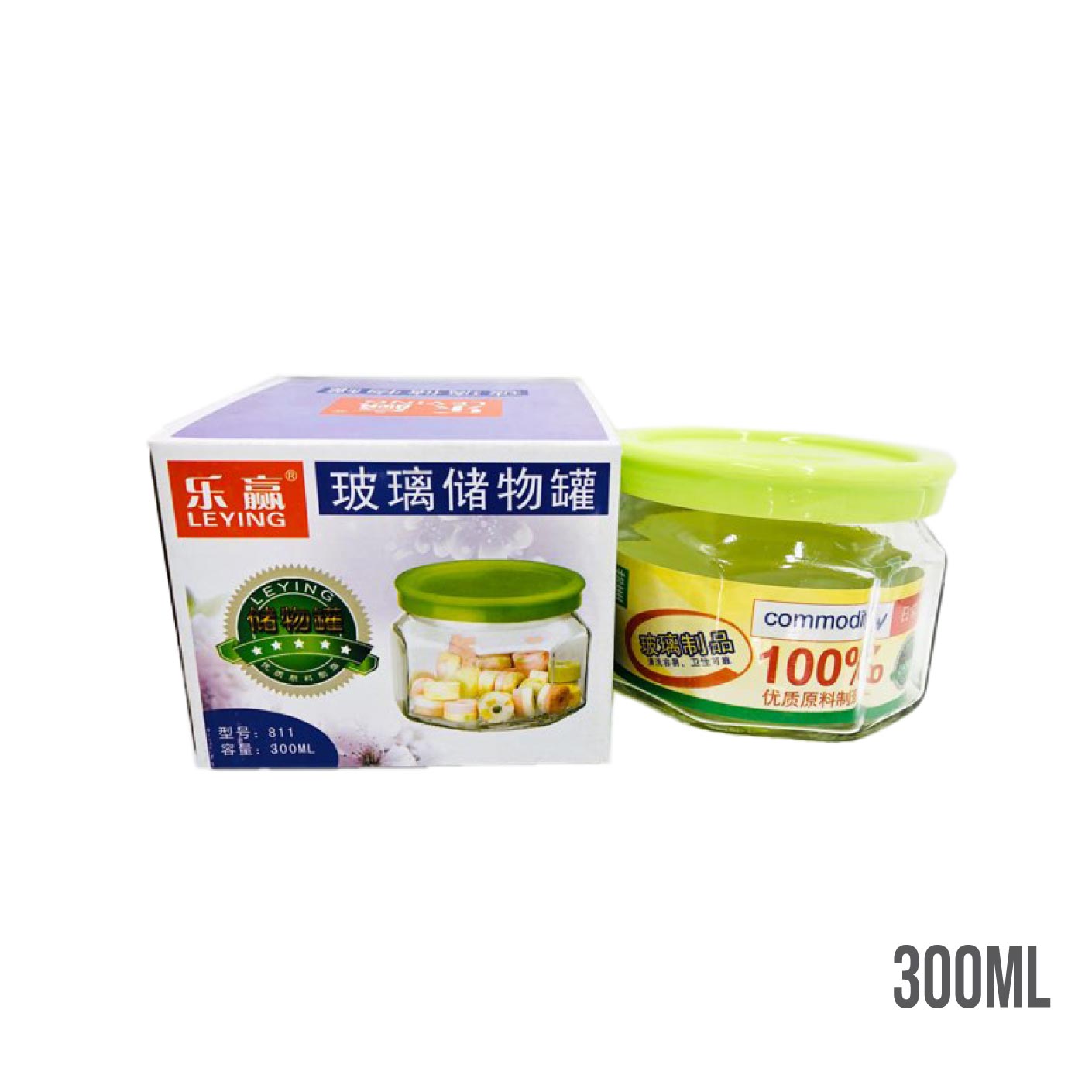 GLASS BOTTLE W/LID 300ML/811 (HFH8773)