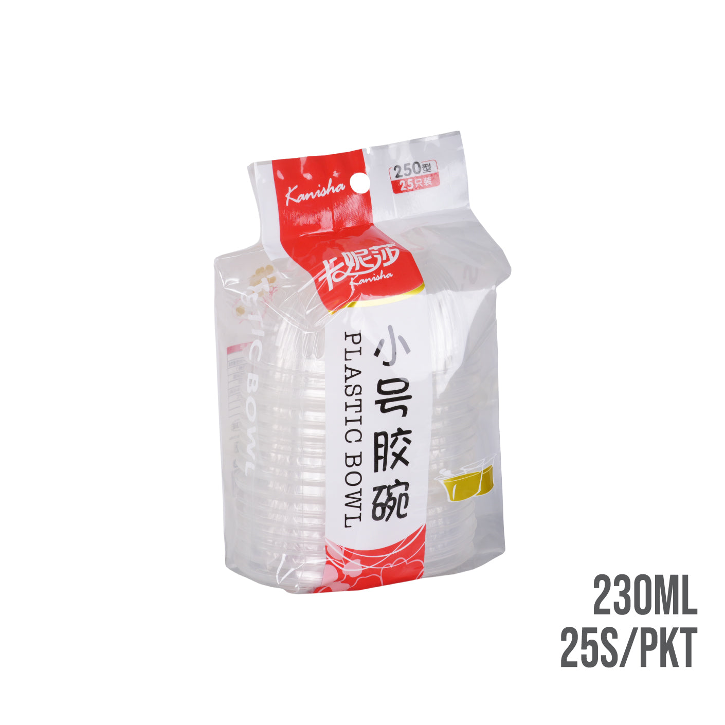 DISPO PLASTIC BOWL 25S/PKT 230ML K-203 (HFH9033)