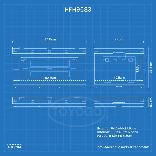 COLLAPSIBLE BOX W/LID L640XW435XH355MM (HFH9683)