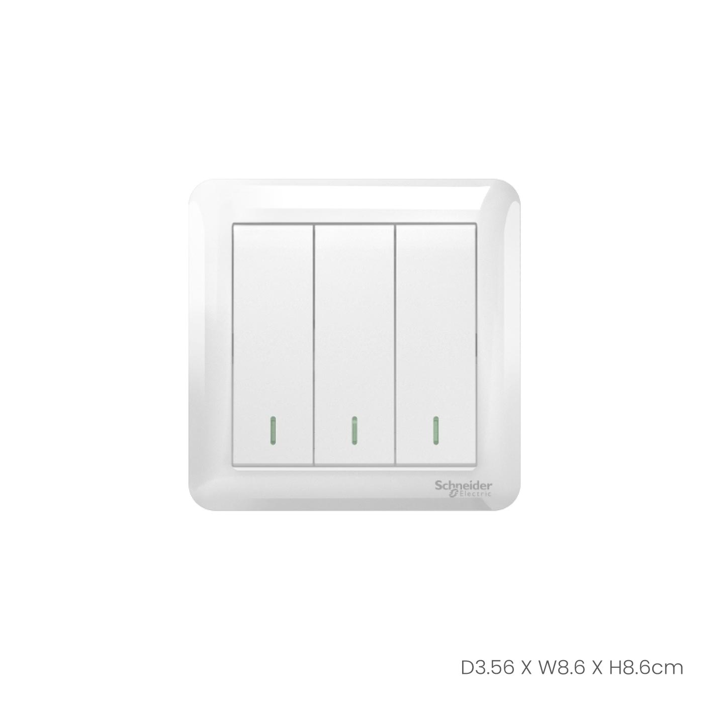 SCHNEIDER SWITCH 3GANG/1WAY 10A/A3G33B1A AFFLE PLUS (JK33B1)