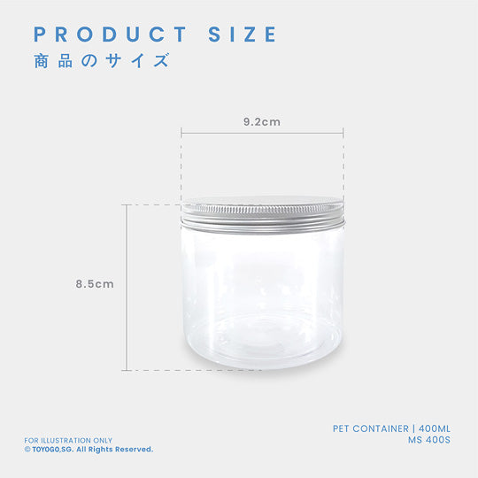 PET CONTAINER W/SILVER COL LID (18-400ML)(70PC/PKT) (MS400S-70)