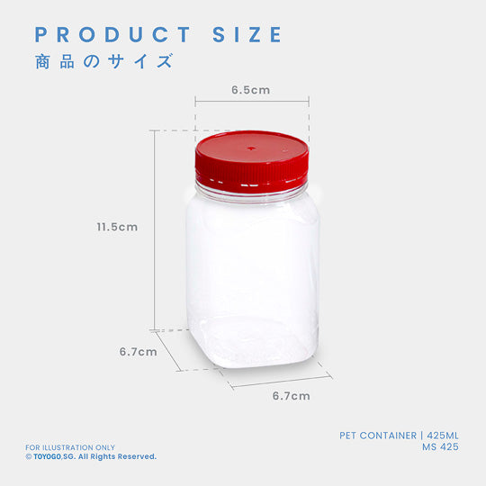 (54PC/PKT) PET CONTAINER (J425ML/SQ) (MS425-54)