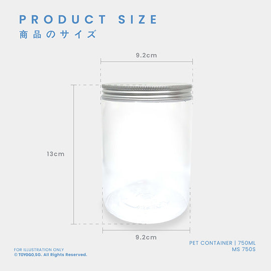 PET CONTAINER W/SILVER COL LID (18-750ML) (72PC/PKT) (MS750S-72)