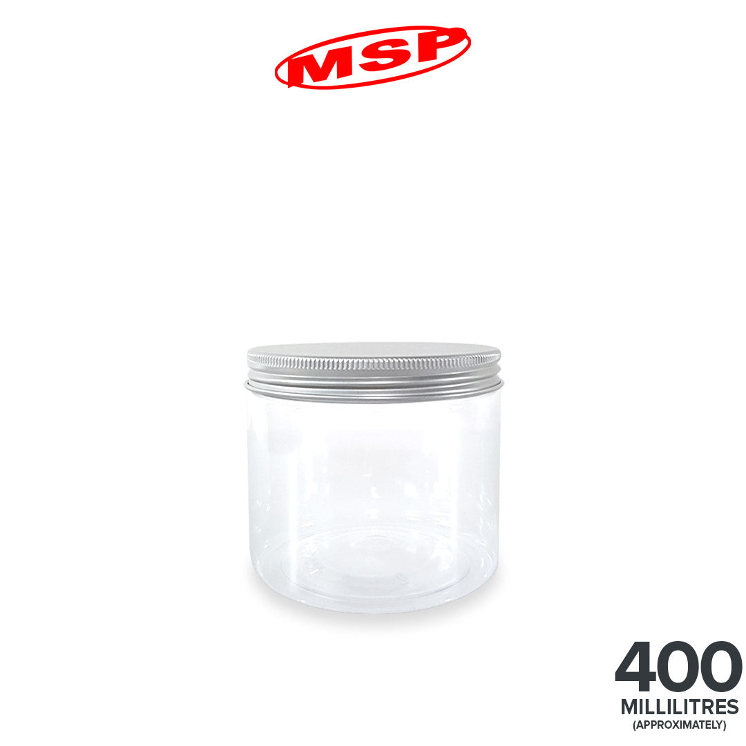 PET CONTAINER W/SILVER COL LID (18-400ML)(70PC/PKT) (MS400S-70)