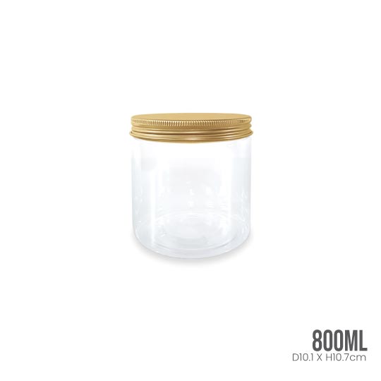 PET CONTAINER W/ COL GOLD LID(14-800ML)(50PC/PKT) (MS800G-50)