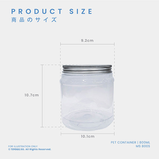 PET CONTAINER W/ COL SILVER LID(12-800ML) (40PC/PKT) (MS800S-40)