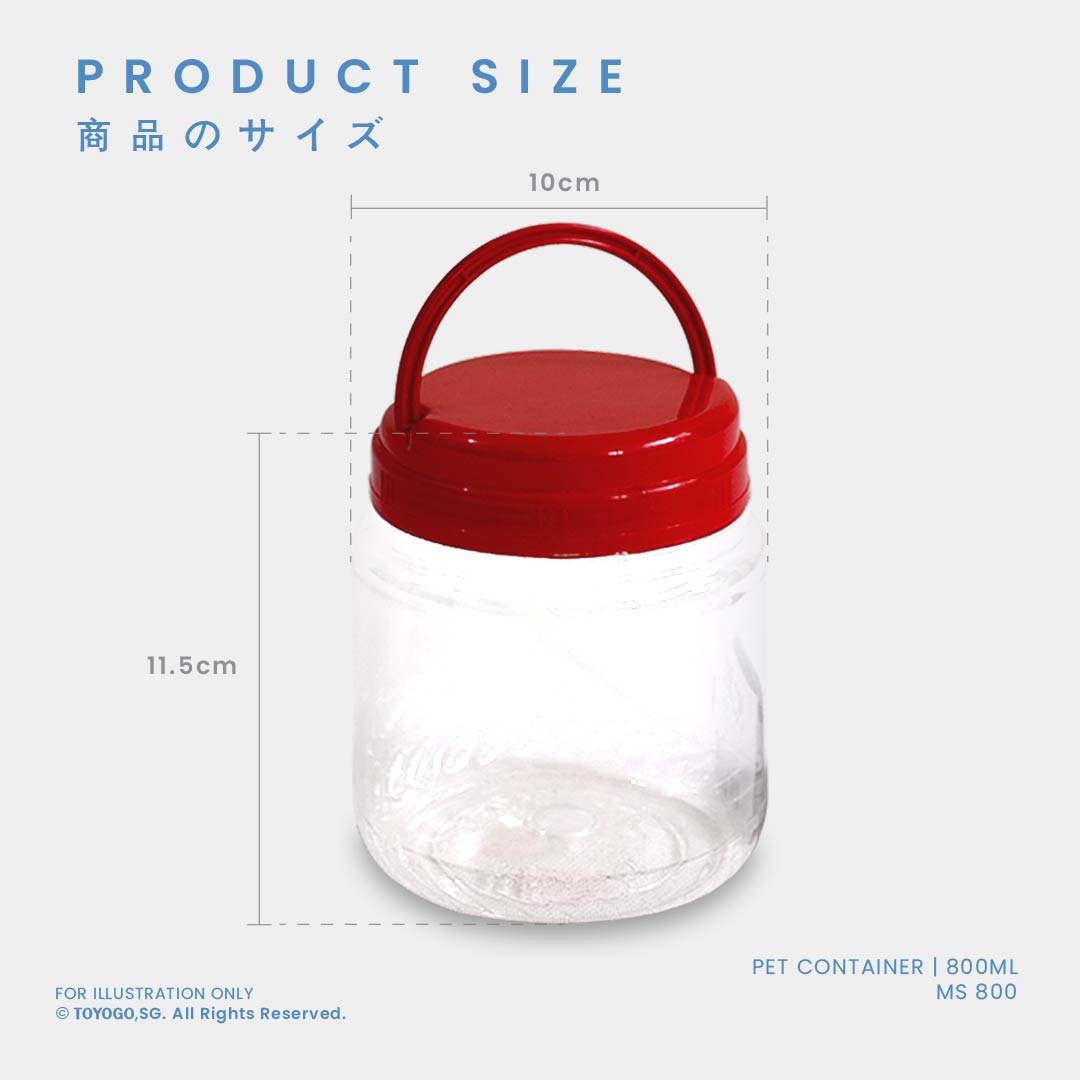 PET CONTAINER (11-800ML)WITH HANDLE(120pc/pkt) (MS800-120)