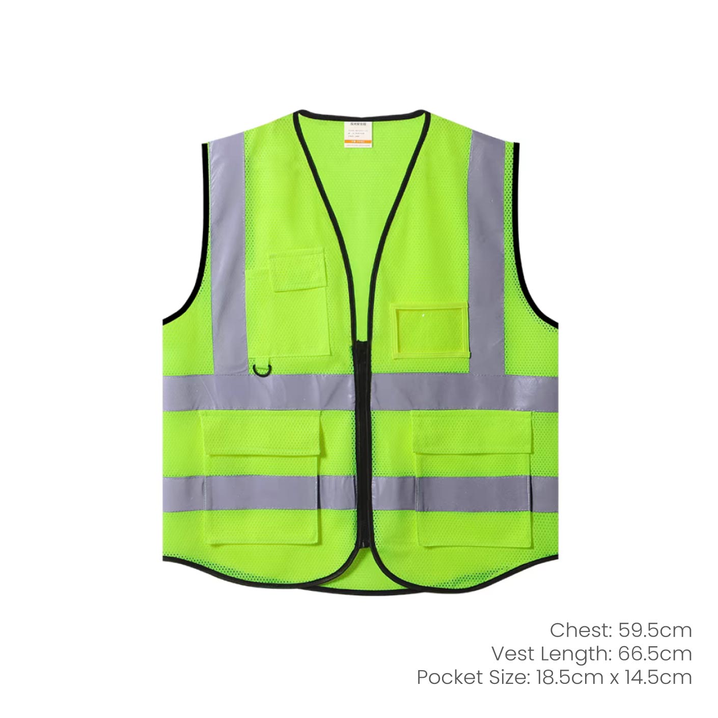 SAFETY VEST WITH REFLECTIVE STRIPES (GREEN-MULTI-POCKET) (NB5003)