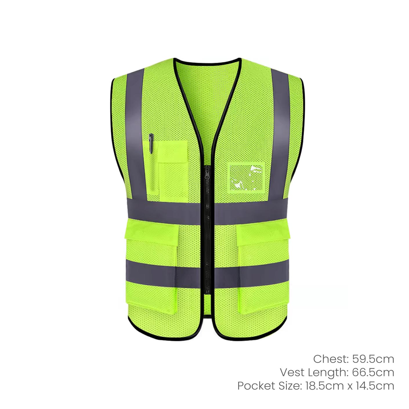 SAFETY VEST WITH REFLECTIVE STRIPES (GREEN-MULTI-POCKET) (NB5003)